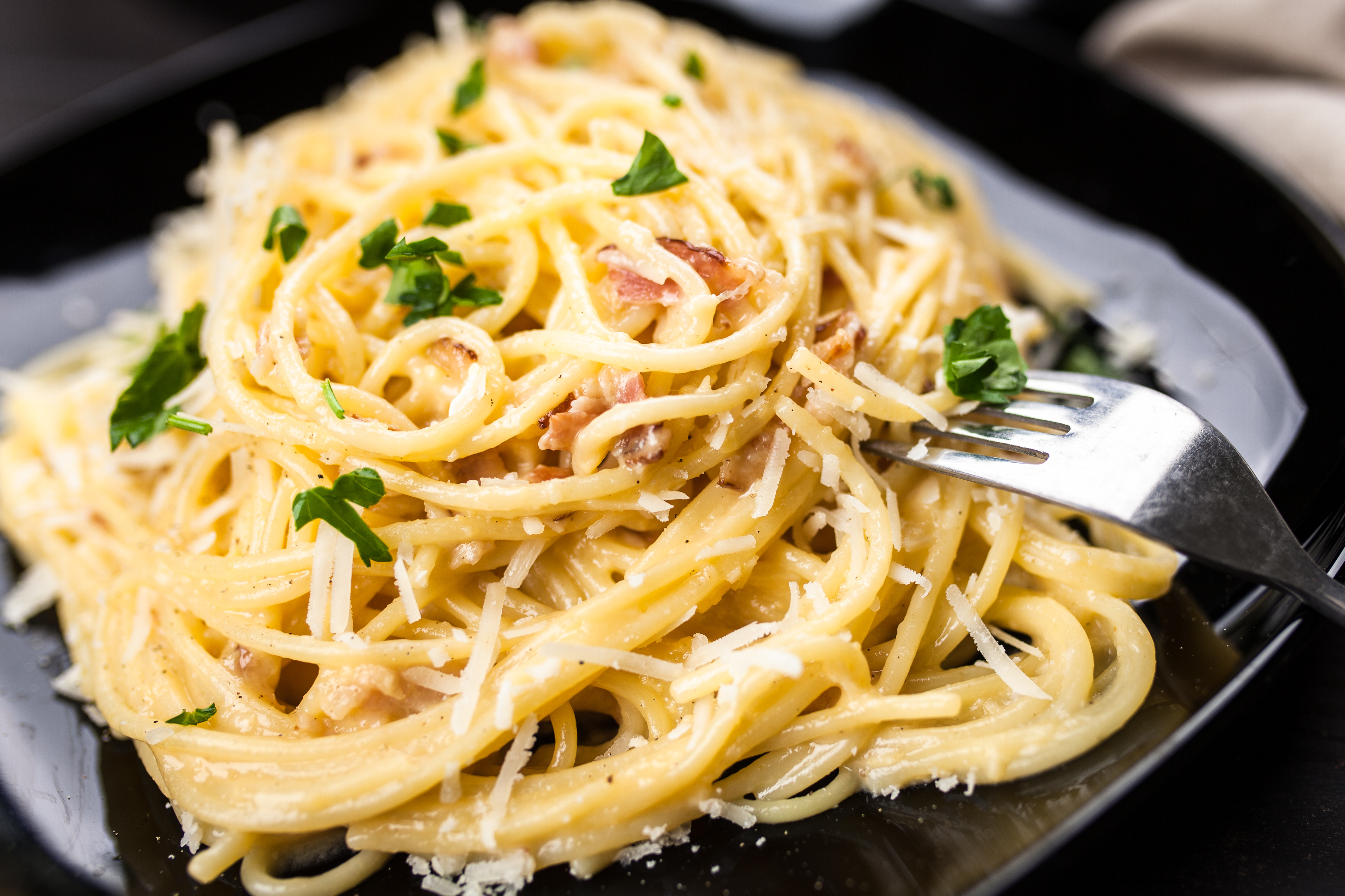 Spaghetti Carbonara with Egg and Pancetta